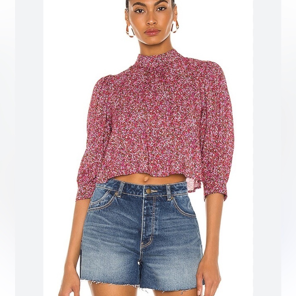 Rolla's Like New Stephanie Paris Floral Blouse in Pink/Red Combo Size Medium